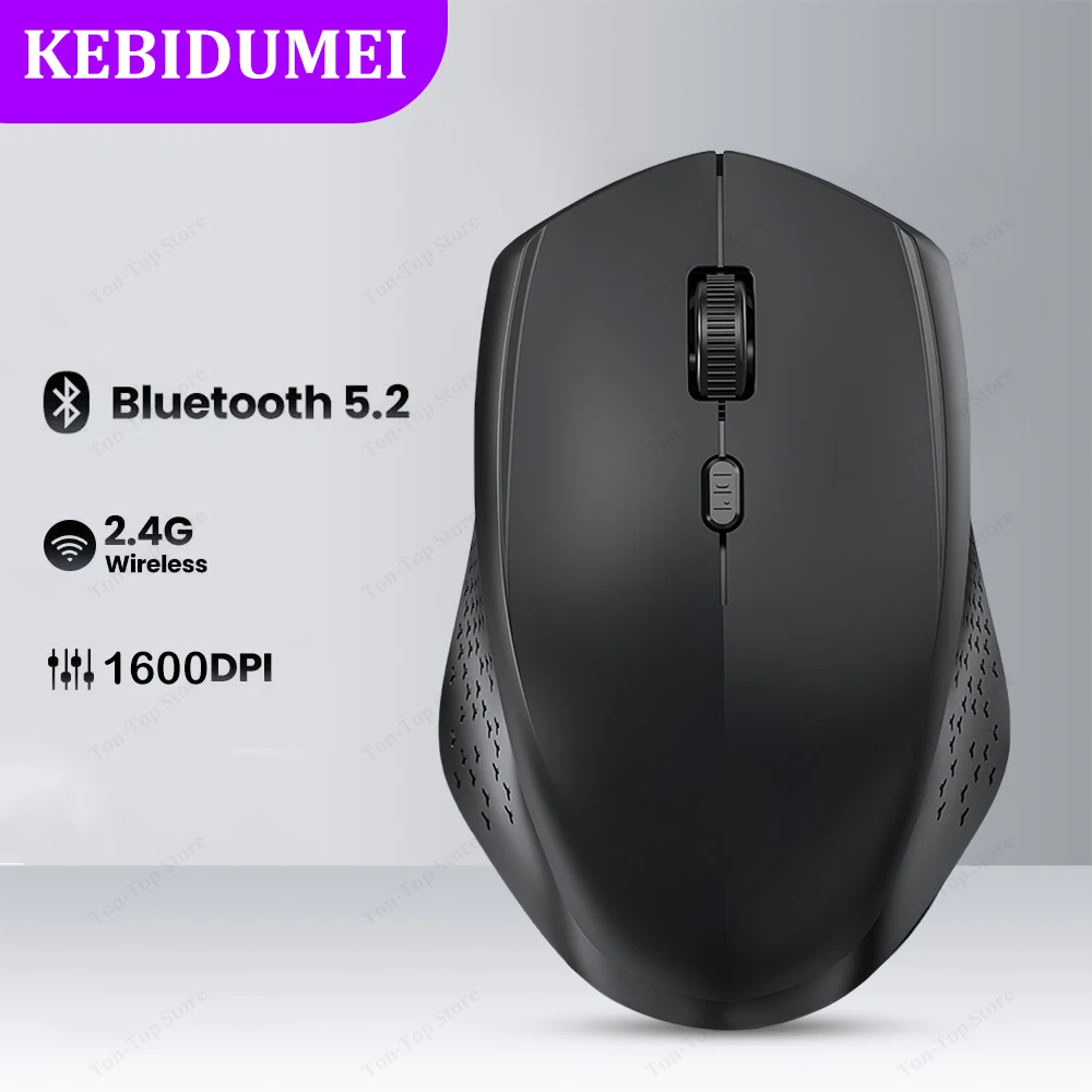 Ratón inalámbrico Bluetooth 5,2 de 2,4G, ratón silencioso de modo Dual, ratón recargable para juegos, 1600DPI para ordenador portátil, Win Mac OS