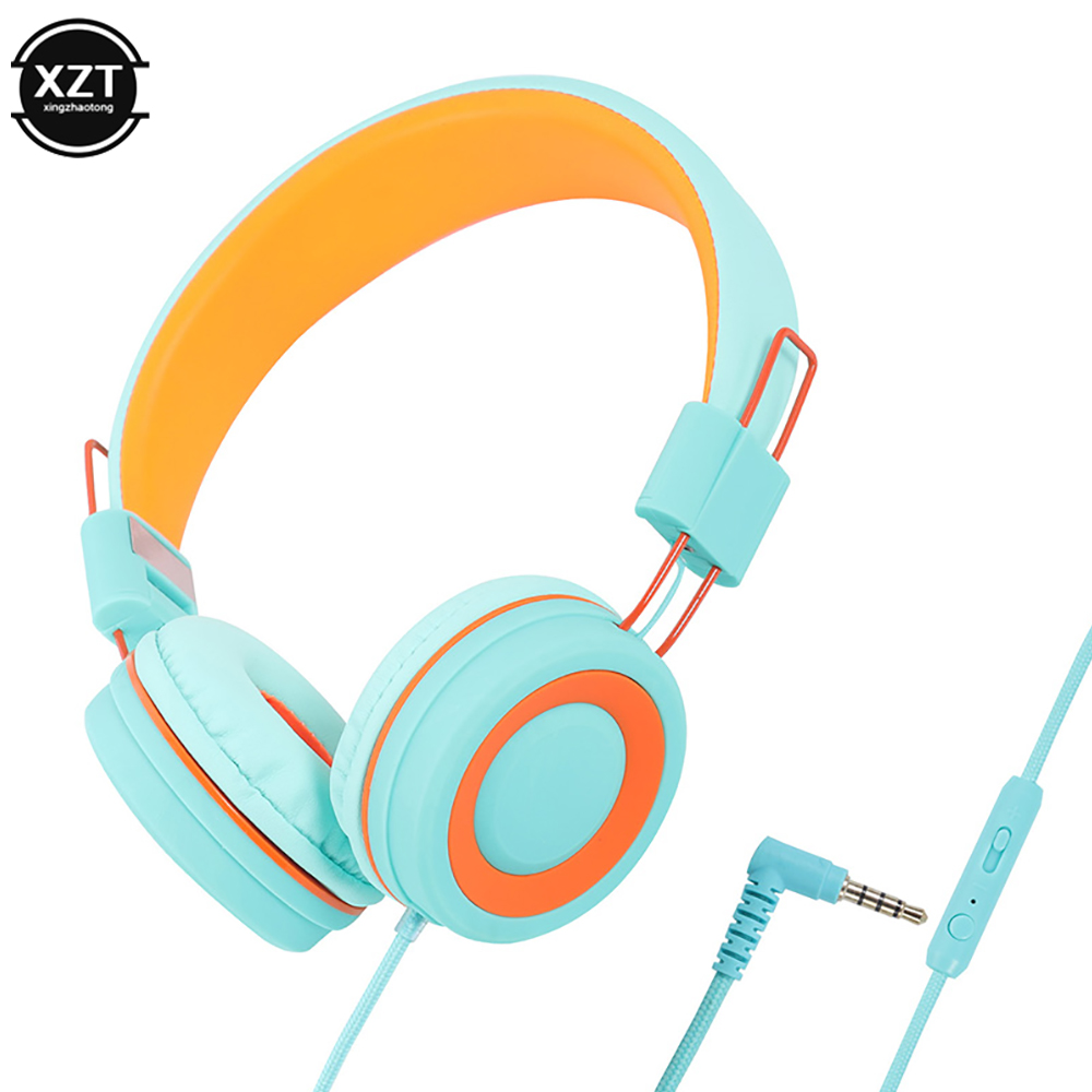 Kinderhoofdtelefoon 3,5 mm audio-aansluiting Bekabelde oortelefoon Opvouwbare stereoheadset met microfoon voor meisjes Jongens Cadeau Online leren oordopjes