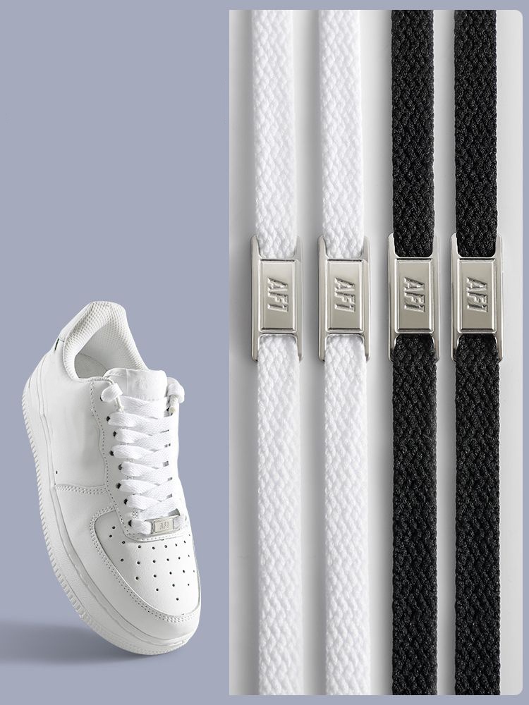 For Metal Buckle Shoelaces Classics Black White Flat Shoe Laces and Shoe Decoration Suit Sneaker Shoelace Shoes Accessories