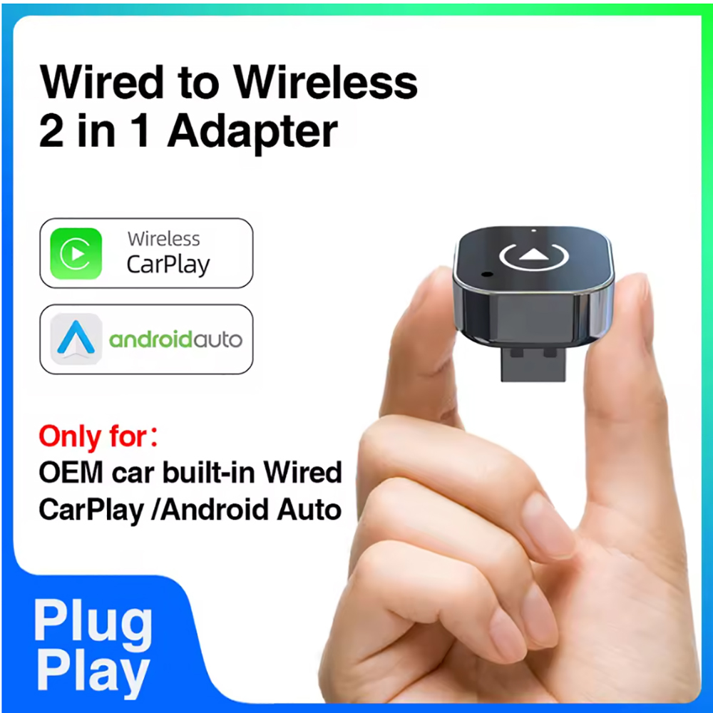 อะแดปเตอร์ CarPlay ไร้สายรุ่นล่าสุด ปี 2026 พอร์ต Type-C แปลง USB CarPlay และ Android Auto จากแบบมีสายเป็นไร้สาย ใช้งานได้กับรถยนต์ส่วนใหญ่ แบบเสียบและใช้งานได้ทันที