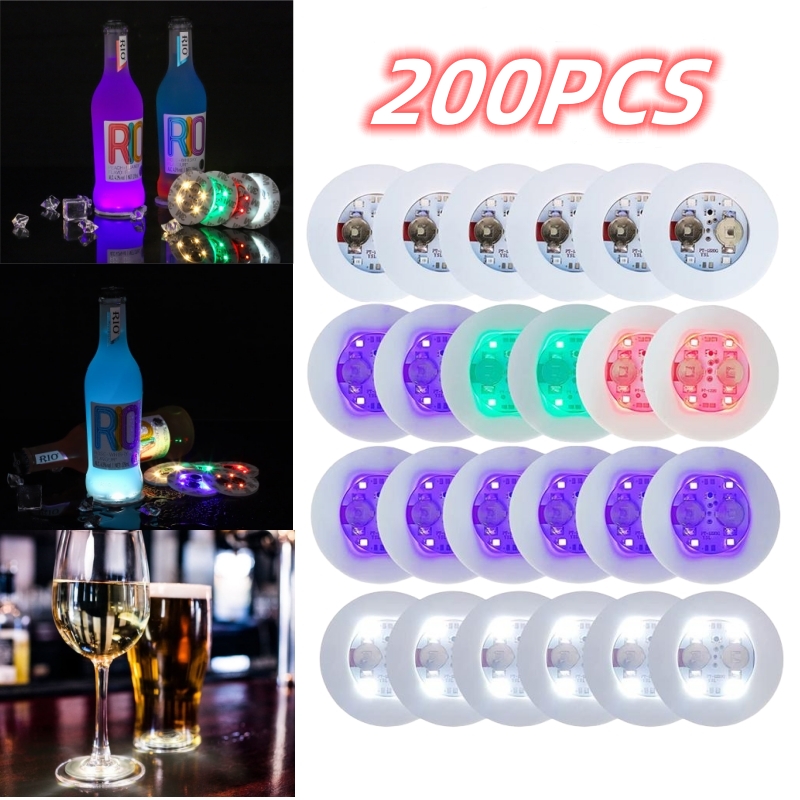 1-200 個 LED コースターライトカラフルな光るワインボトルステッカーバーウェディングパーティー照明光るワインボトル