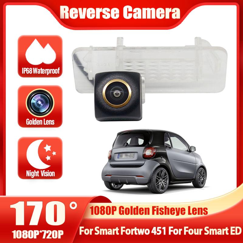 Câmera de visão traseira reversa hd de 170 graus para smart fortwo 451 para quatro smart ed monitor de estacionamento de carro à prova d'água visão noturna fishey