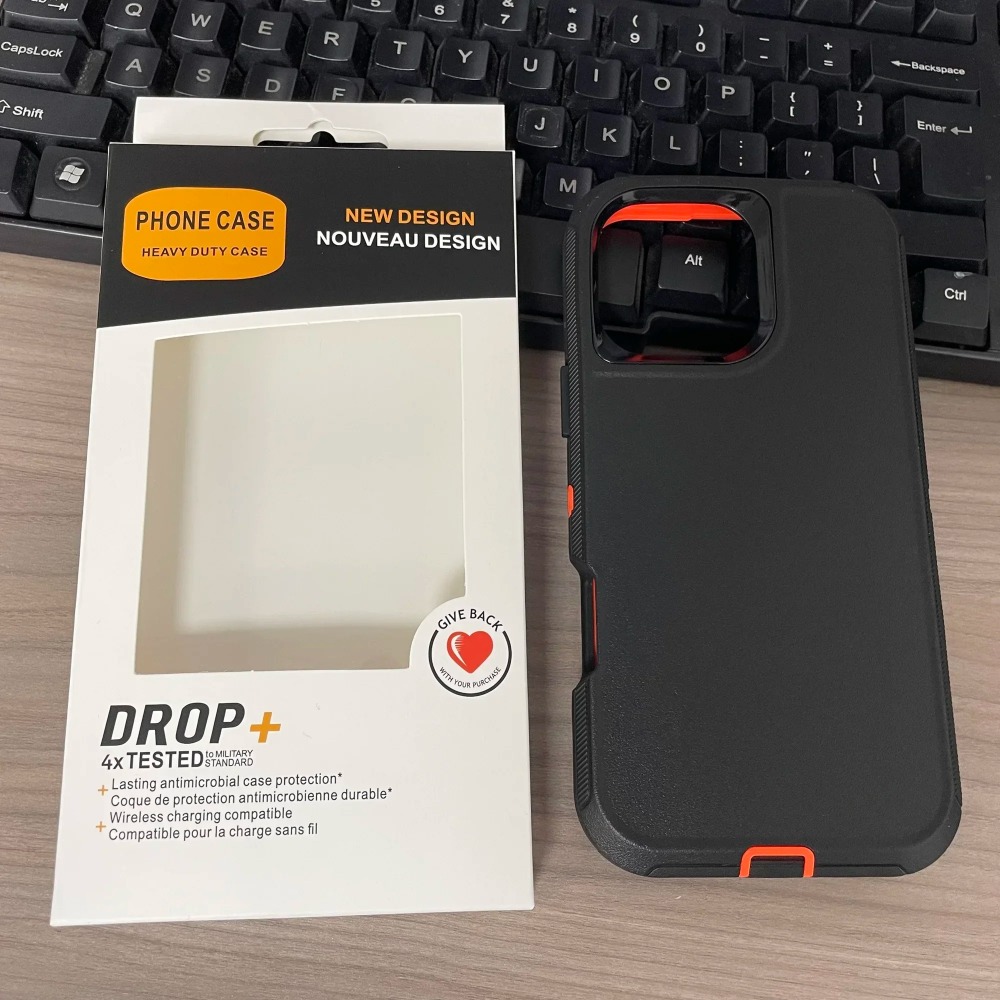 Meccanico pesante a doppio strato 2IN1 con custodia scatola per IPhone 17 Air 16E 15 14 Plus 13 12 11 Pro Max antiurto Proteggi copertura robusta