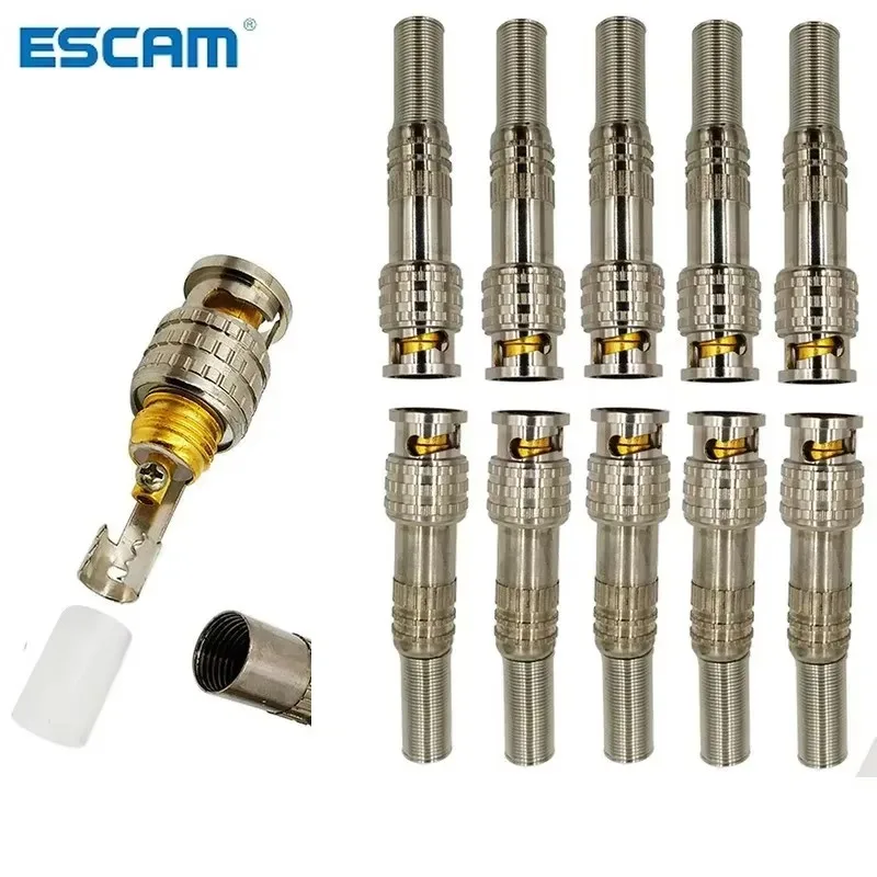 ESCAM 10 Uds conector BNC macho sin soldadura para sistema de cámara CCTV de seguridad