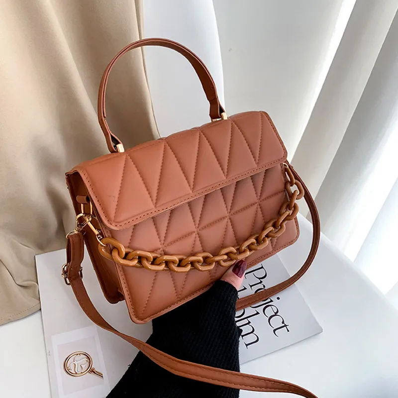 女性用プレーンチェッカーショルダーバッグ,チェーン装飾,ファッションショルダーバッグ,女性用ハンドバッグ,日常使用