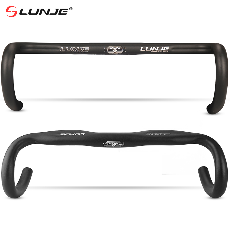 LUNJE-Manillar ultraligero para bicicleta de carretera, mango de bicicleta, barra de caída de carreras, Reduce la resistencia, manillar doblado, piezas de bicicleta