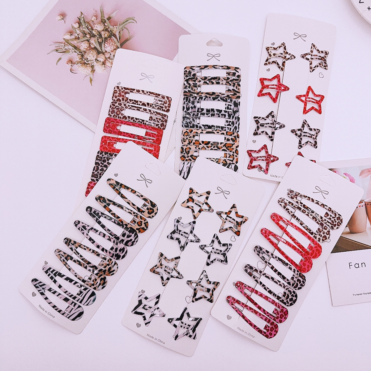 8 Stuks Luipaard Print Haar Clips Voor Vrouwen Meisjes Geometrische Schattige Ster Bb Clips Pony Haarspelden Y 2K Clips Hoofdtooi Haar Accessoires