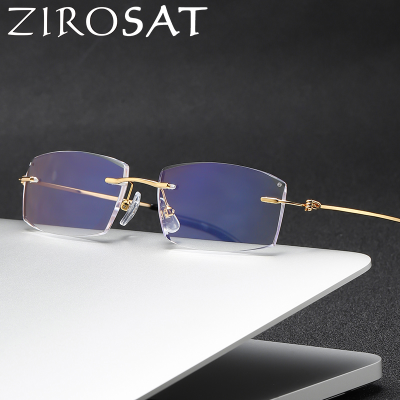 Очки для чтения ZIROSAT 8581 для мужчин, очки для дальнозоркости с защитой от синего излучения, компьютерные очки без оправы с + 1,0 + 1,5 + 2,0 + 2,5 + 3,0