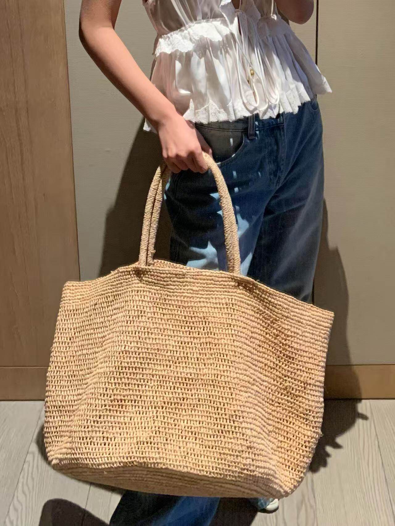 Grand sac fourre-tout en rotin tressé à la main pour femmes, sac de plage en paille naturelle, sac à main de luxe, sac à bandoulière, sac à main d'été
