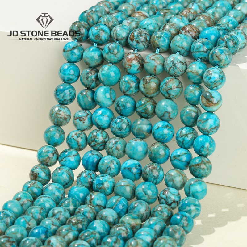 Natural sul africano azul turquesa grânulo redondo solto espaçador grânulo para fazer jóias diy colar pulseira acessório bordado