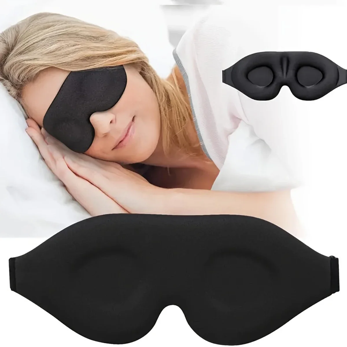 Mascherina per Dormire 3D Sagomata, Benda per Occhi Concava Modellata, Maschera Notturna che Blocca la Luce per Uomini e Donne