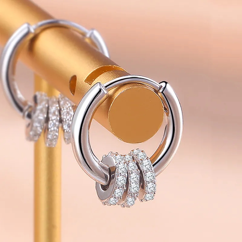 Nuevos pendientes de aro circulares redondos con incrustaciones de circonita pequeña y delicada de Plata de Ley 925 auténtica para mujer, pendientes de oro, joyería