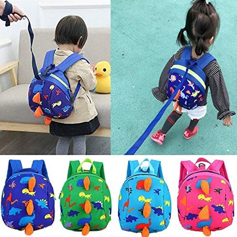 Mochila con arnés de seguridad de dinosaurio para bebé, correa de lona para niños pequeños, bolsa antipérdida para guardería, mochila escolar de animales para regalo
