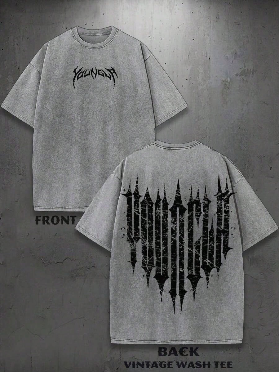 2026 Summer Men's Pure Cotton Washed T-Shirt Retro Street Outdoor Men's Clothing