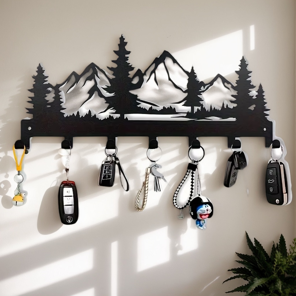 Gancho para llaves de metal para montaje en pared, fácil instalación, diseño forestal encantador para toallas, sombreros y monederos, 1 ud. |   Entrada y baño con estilo Dec