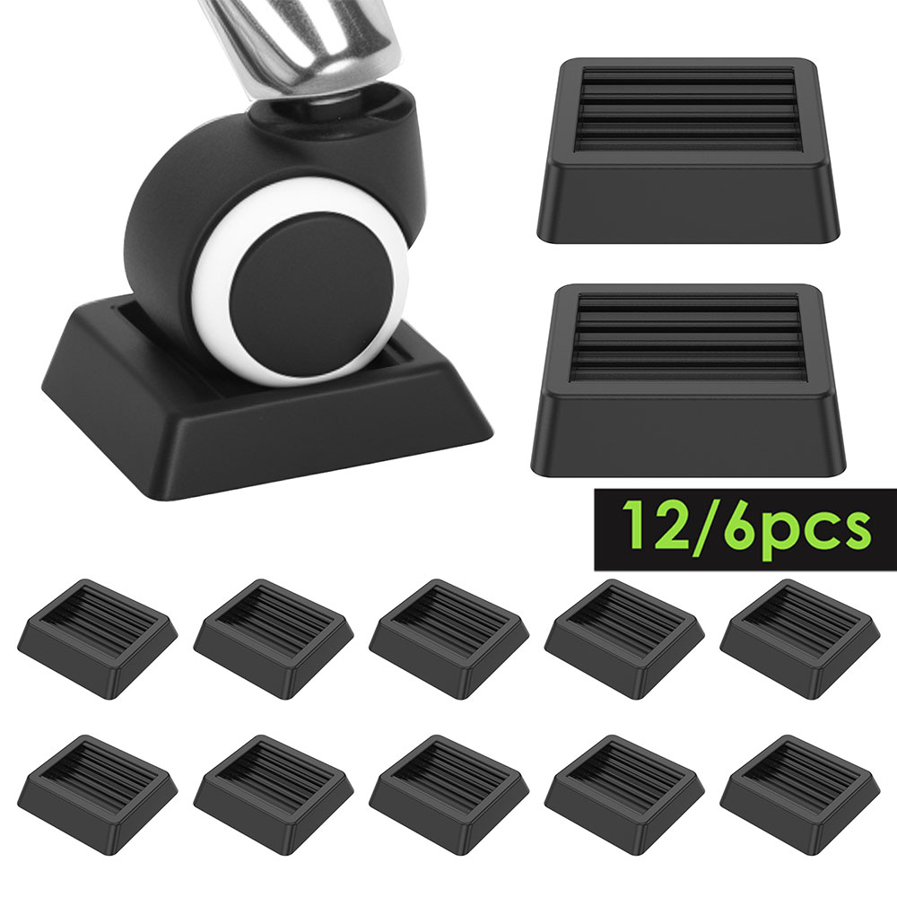 Tapón para rueda de silla, almohadilla antideslizante de goma para muebles, protectores de suelo de madera dura, taza con ruedas antivibración para el hogar y la Oficina, 6/12 Uds.