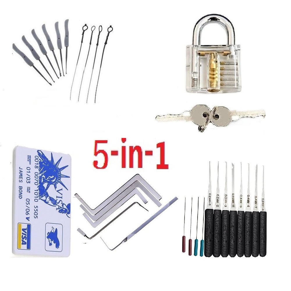 Juego de ganzúas de 5 mini-picks, herramienta de cerrajería, Pin de bloqueo, Extractor de llaves rotas, llave para quitar ganchos, bloqueo, herramientas manuales profesionales DIY