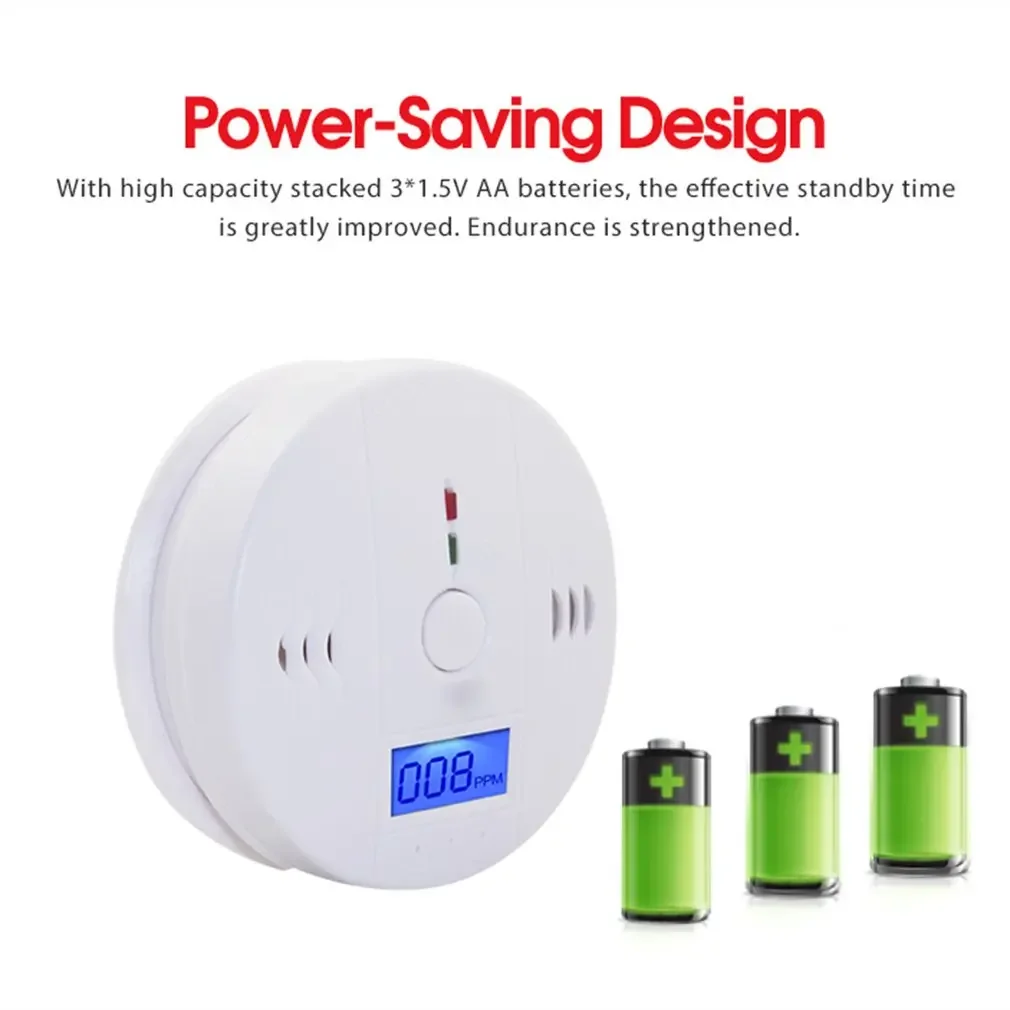 HOMEFISH デジタル CO ガスモニター アラーム検知器 可聴および視覚アラーム 電池式ポータブル CO 検知器 家庭用倉庫用