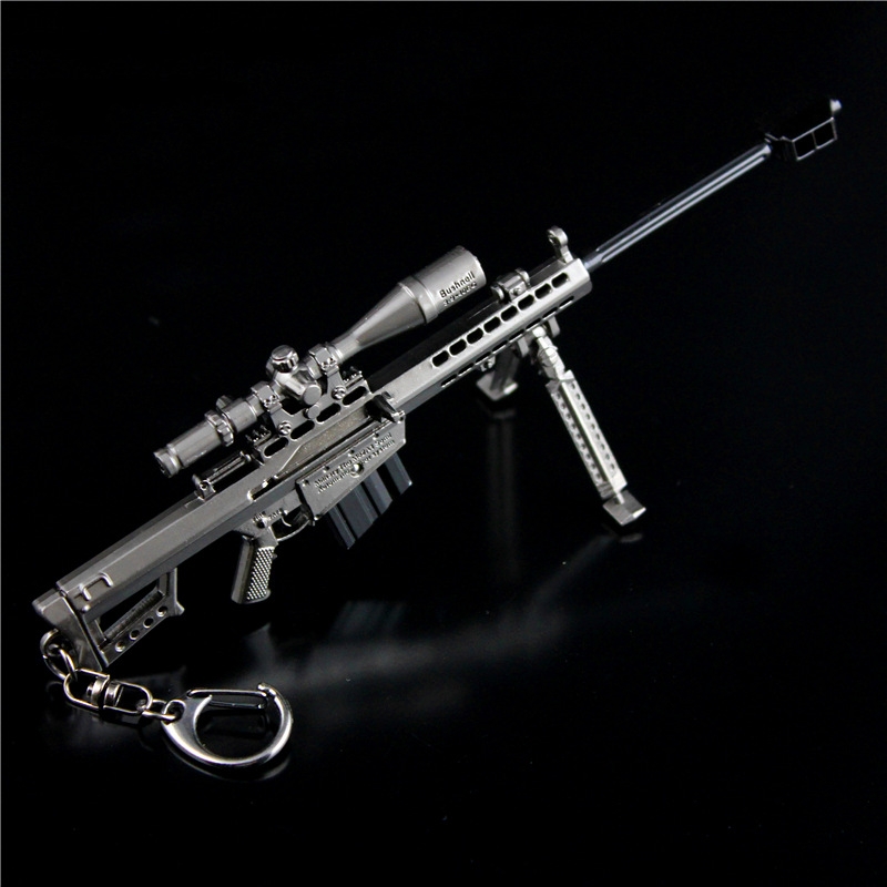 Высококачественная металлическая модель пистолета 18 см Barrett M82A1 PUBG брелок AKM QBZ95 AWM 98K сплав оружие легкий брелок подарки на день рождения игрушка