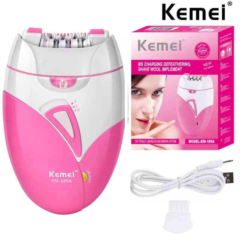 Kemei 189A damski bezbolesny depilator akumulatorowa maszyna do usuwania włosów na ciele elektryczne golenie część prywatna bikini depilacja pod pachami
