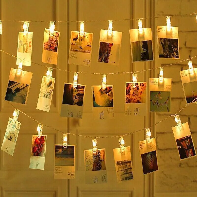 Guirlande lumineuse à Clips Photo 1,5 m 10l, 1 pièce, guirlande lumineuse féerique de noël à piles, porte-cartes Photo suspendu, lampe de vacances
