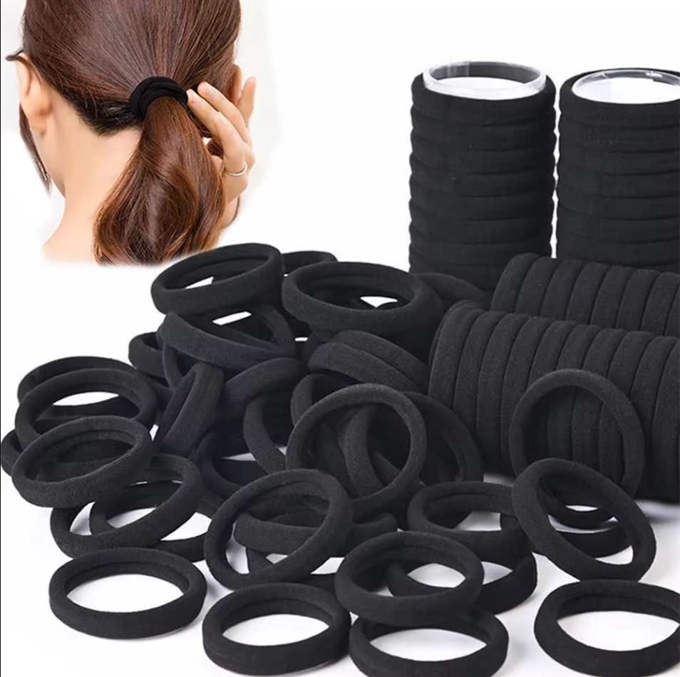 50pcs ผมสีดําสําหรับหญิงสาว Hairband ยางยืดหยุ่นสูงผม TIES ผู้ถือหางม้า Scrunchies Accessorie