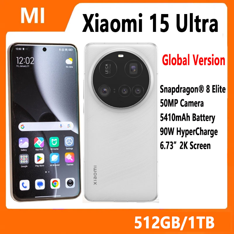 Versão global Xiaomi 15 Ultra 512 GB/1 TB Snapdragon 8 Elite Leica câmera 200 MP suporte HyperCharge sem fio 80 W NFC