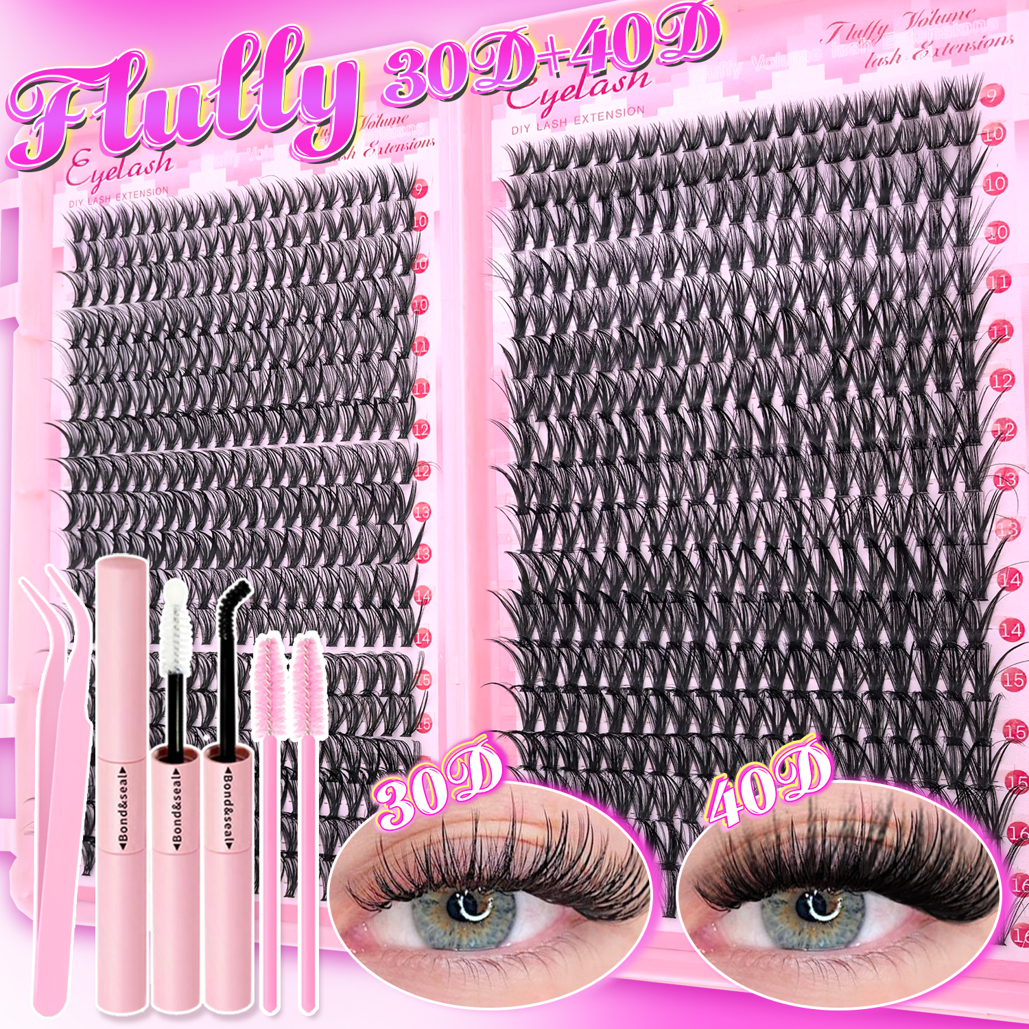Kit de cils minces et doux en plumes naturelles 30D 40D – Glam quotidien sans effort pour un maquillage frais et naturel! Ultra-doux et délicat