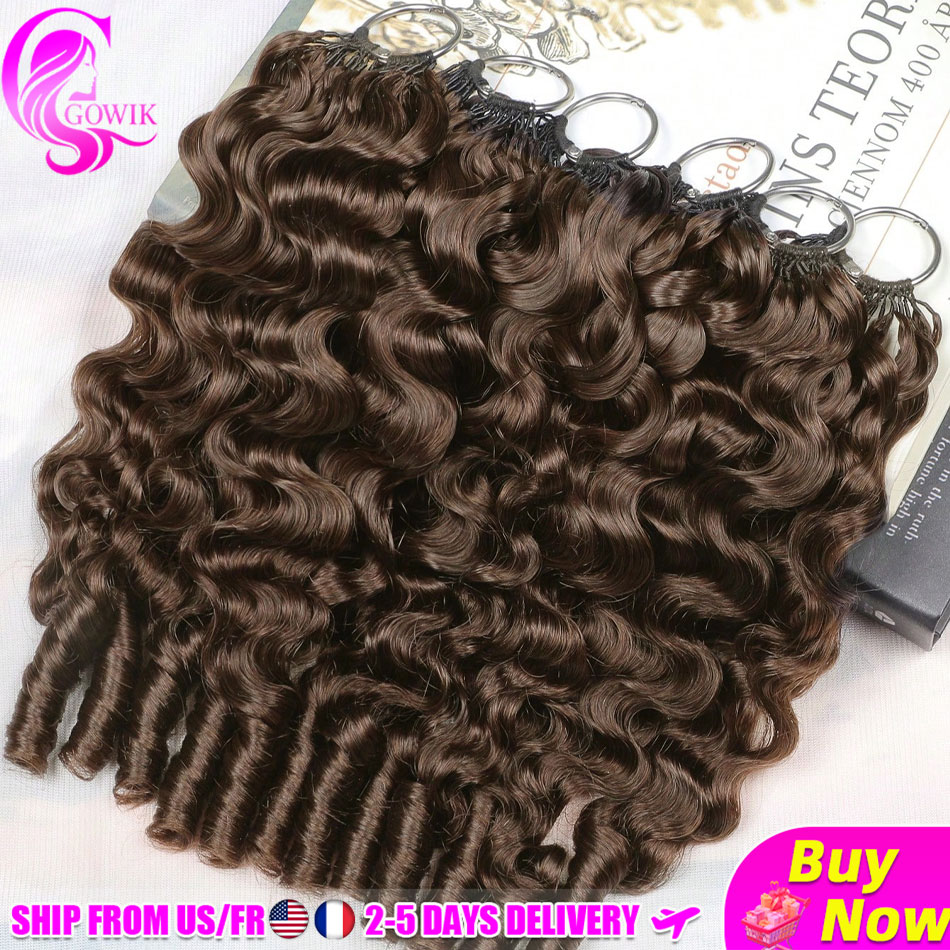 GOWIK 300g Cabello Humano para Crochet para Mujeres Negras, Rizado Birmano Marrón Chocolate, Paquetes de Cabello Humano para Crochet con Rizo Espiral de 30 Pulgadas, Pre-Separado, Reutilizable, Nudos Milagrosos Invisibles, Extensiones de Cabello Humano Ri