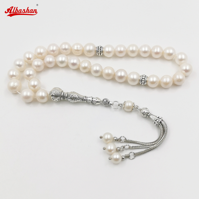 Tasbih naturalna perła gorąca sprzedaż styl słodkowodna perła misbaha różaniec bransoletka perłowa kobiety prezent miłosny islamska biżuteria Eid prezent