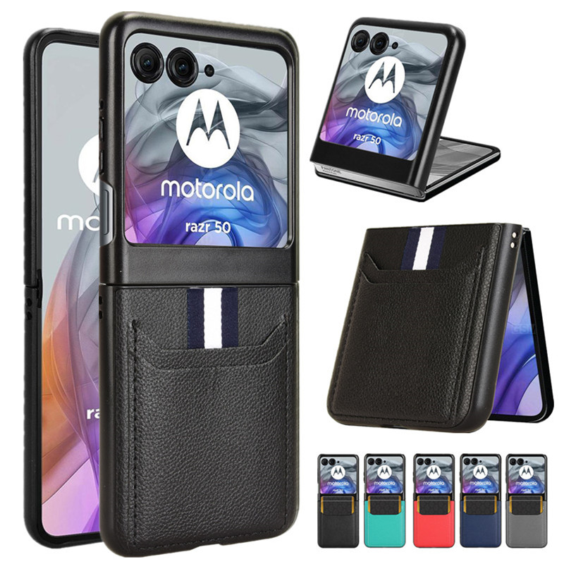 Custodia in pelle PU per Motorola Razr 70 60 50 40 Ultra Moto Razr+ Plus 2026 2025 2024 con slot per carte, leggera, Coque Fundas