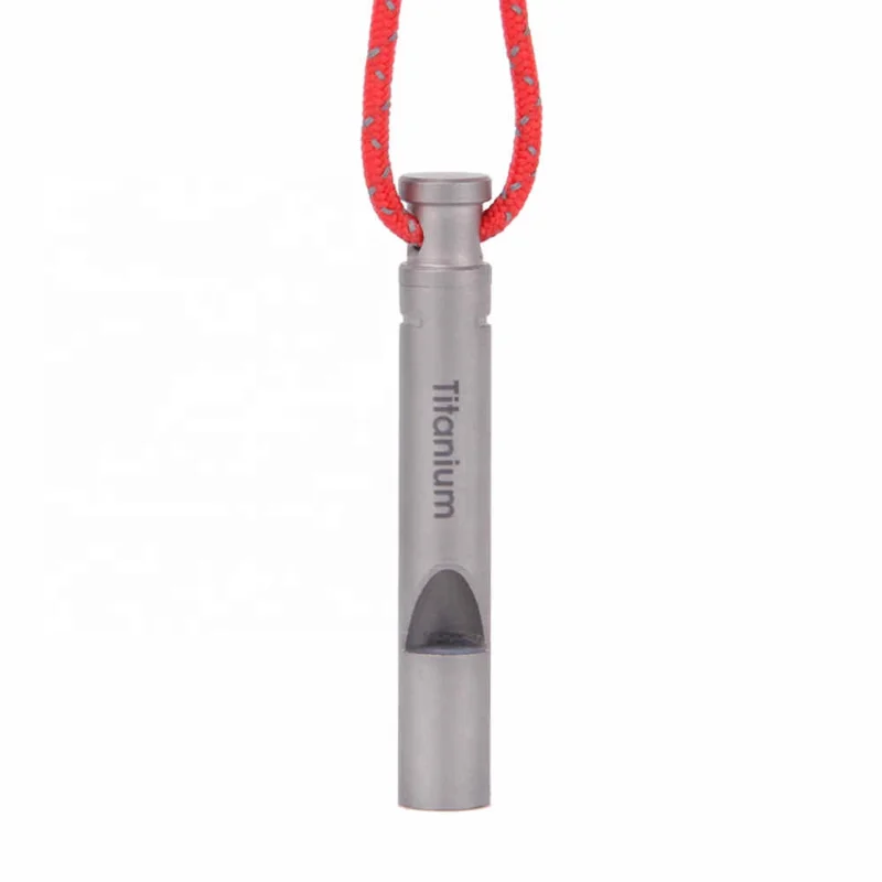 นกหวีดฉุกเฉินไทเทเนียม Ultralight พร้อมสายไฟ Outdoor Survival Camping นกหวีดเดินป่าสํารวจ