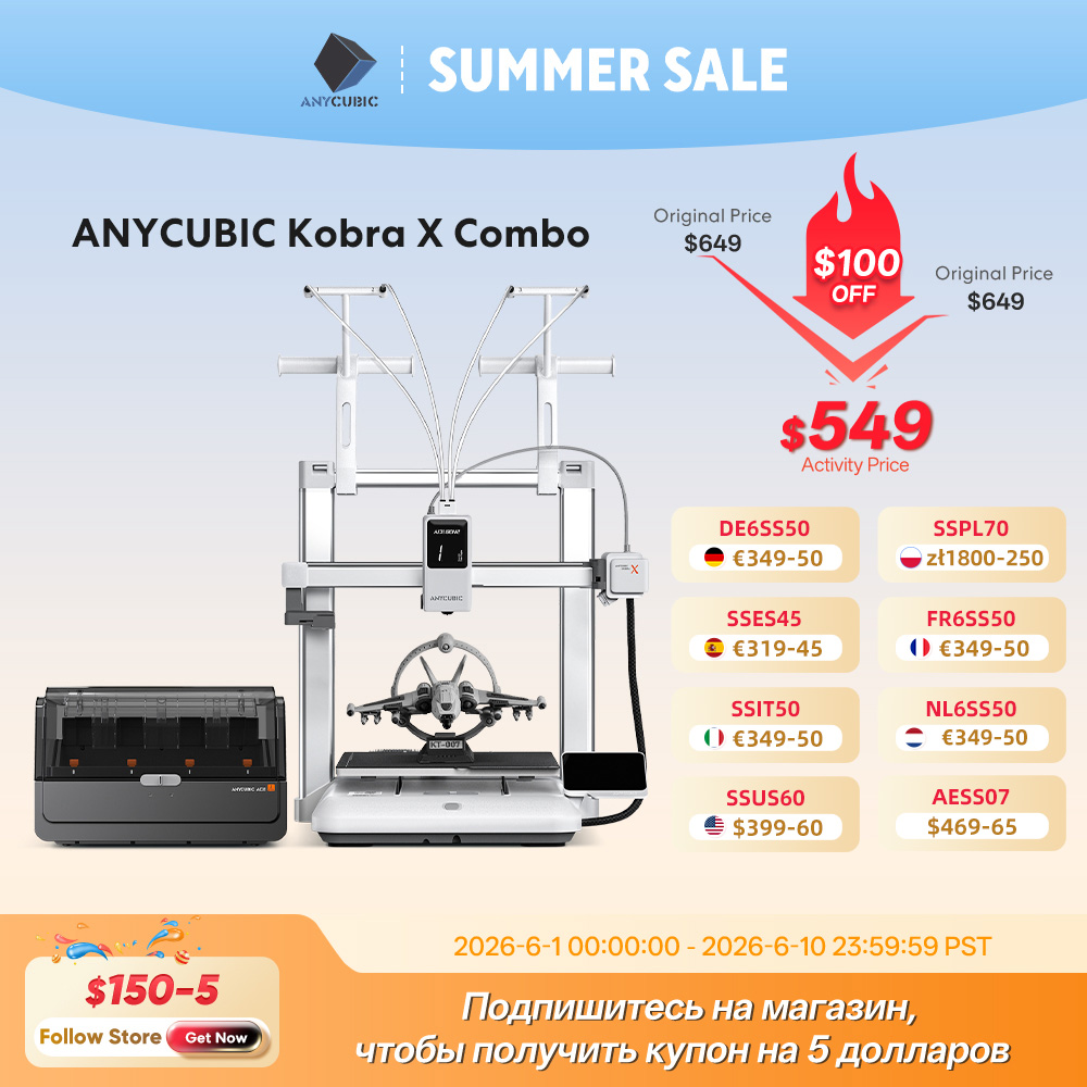 3D-принтер ANYCUBIC Kobra X Combo 2x: экономия времени и материалов, печать до 19 цветов, AI-детектор, максимальная скорость печати 600 мм/с