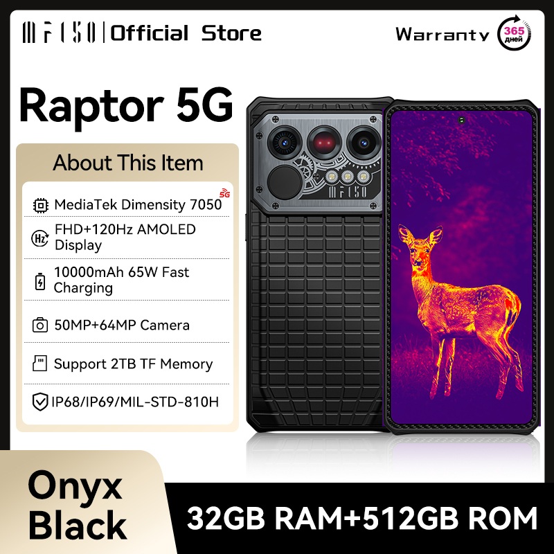 Прочный смартфон IIIF150 Raptor 5G, прочный мобильный телефон Android 14, 6,78 дюйма, AMOLED-дисплей 120 Гц, 16 ГБ + 512 ГБ, 50 МП, 10000 мАч, 65 Вт