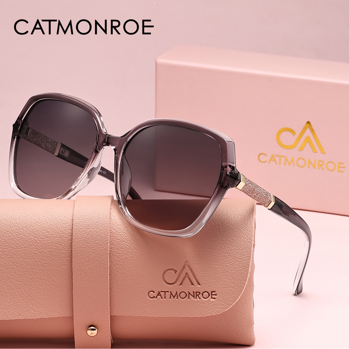 CATMONROE Occhiali da sole polarizzati di lusso da donna Cornice a farfalla Confezione regalo rosa Moda UV400 Occhiali da sole Accessori di abbigliamento