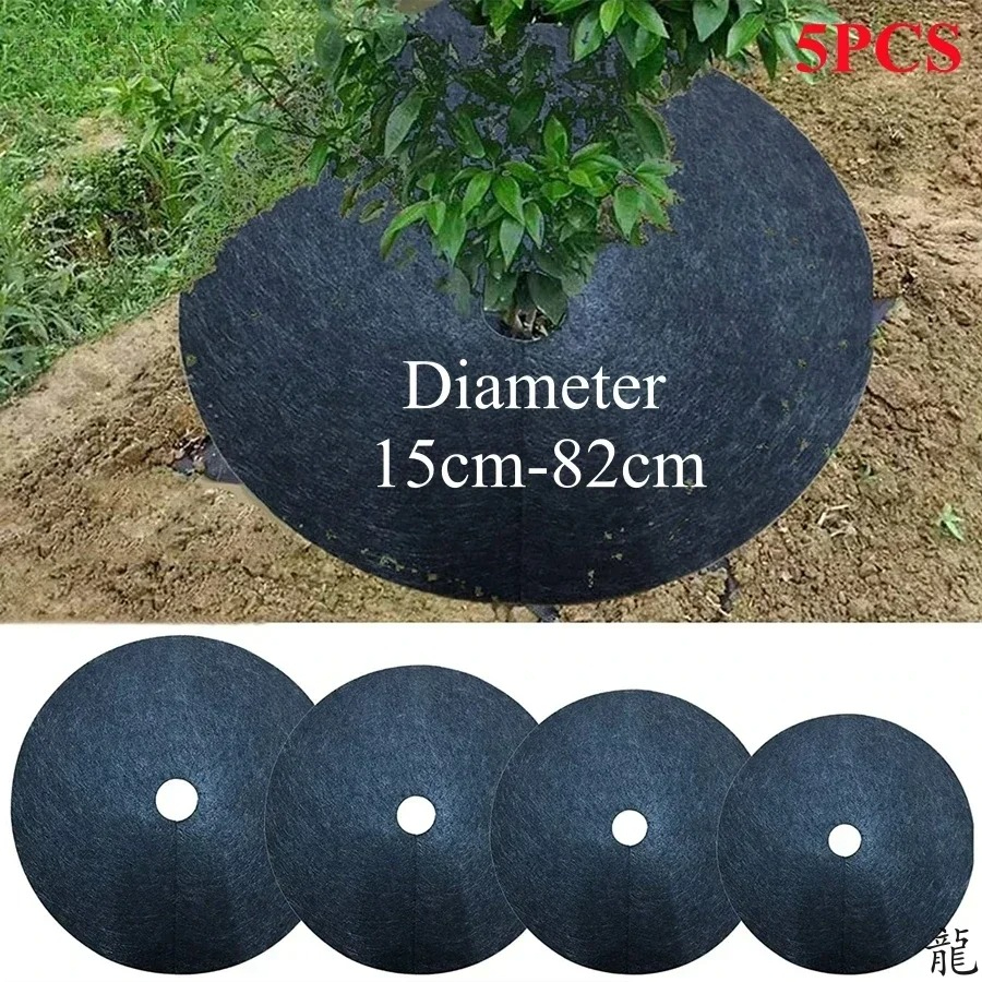 Non-Woven Tree Mulch Ring Weeding Barrier, Protector Mat, Plant Cover, Anti Grass, Gardening Fabric Weed Control, 15cm-82cm