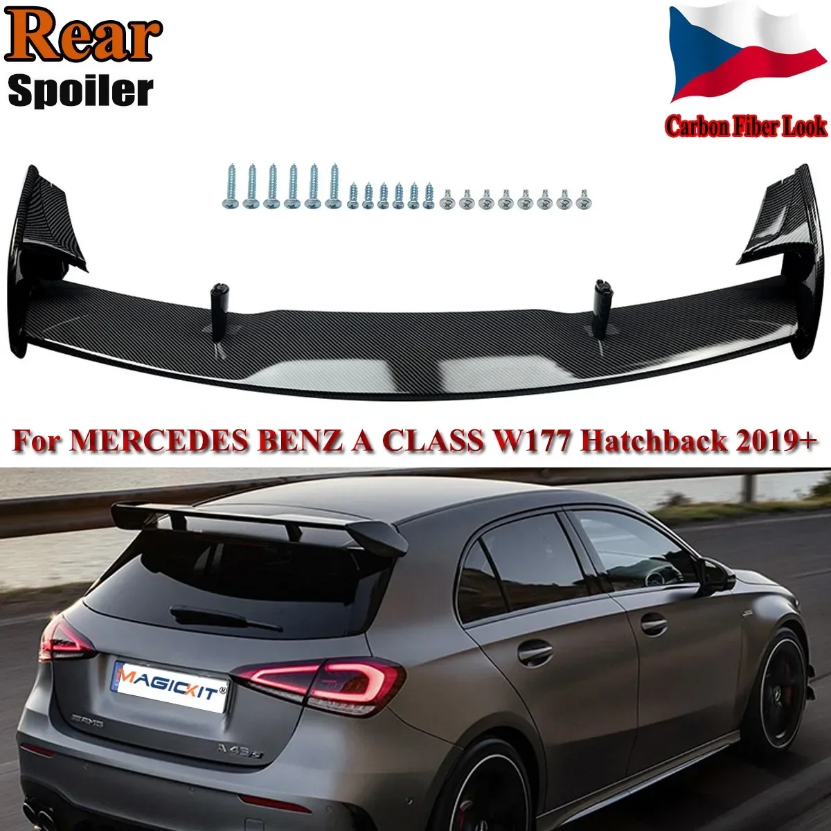 MagicKit для Mercedes 'AMG A45 Style Look' A Class A35 W177, карбоновый спойлер на крышу багажника