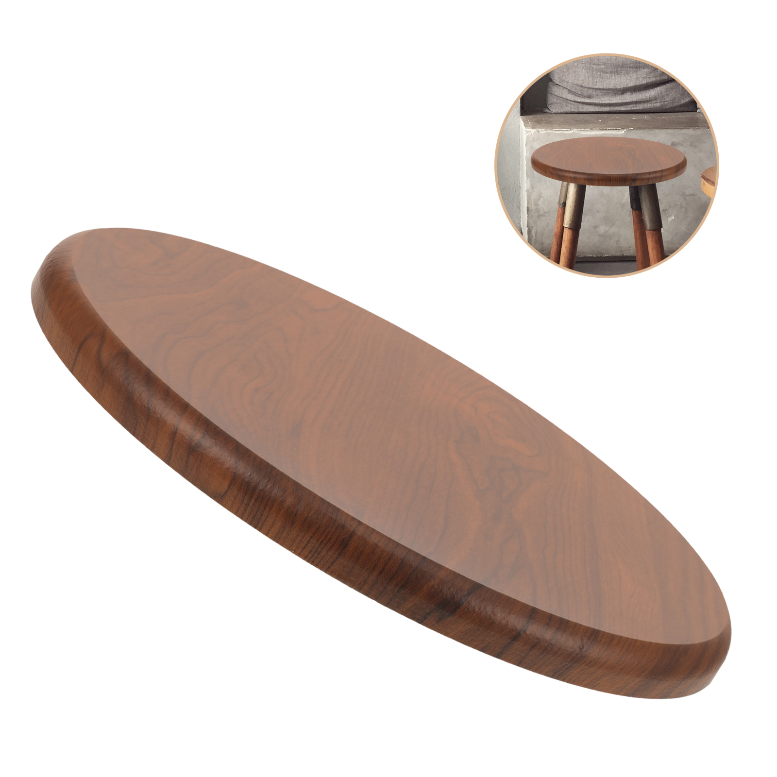 Round Solid Wood Seat Stool Replacement Bar Furniture Wooden Chair Seating Part Home Use Brown Color Easy Clean