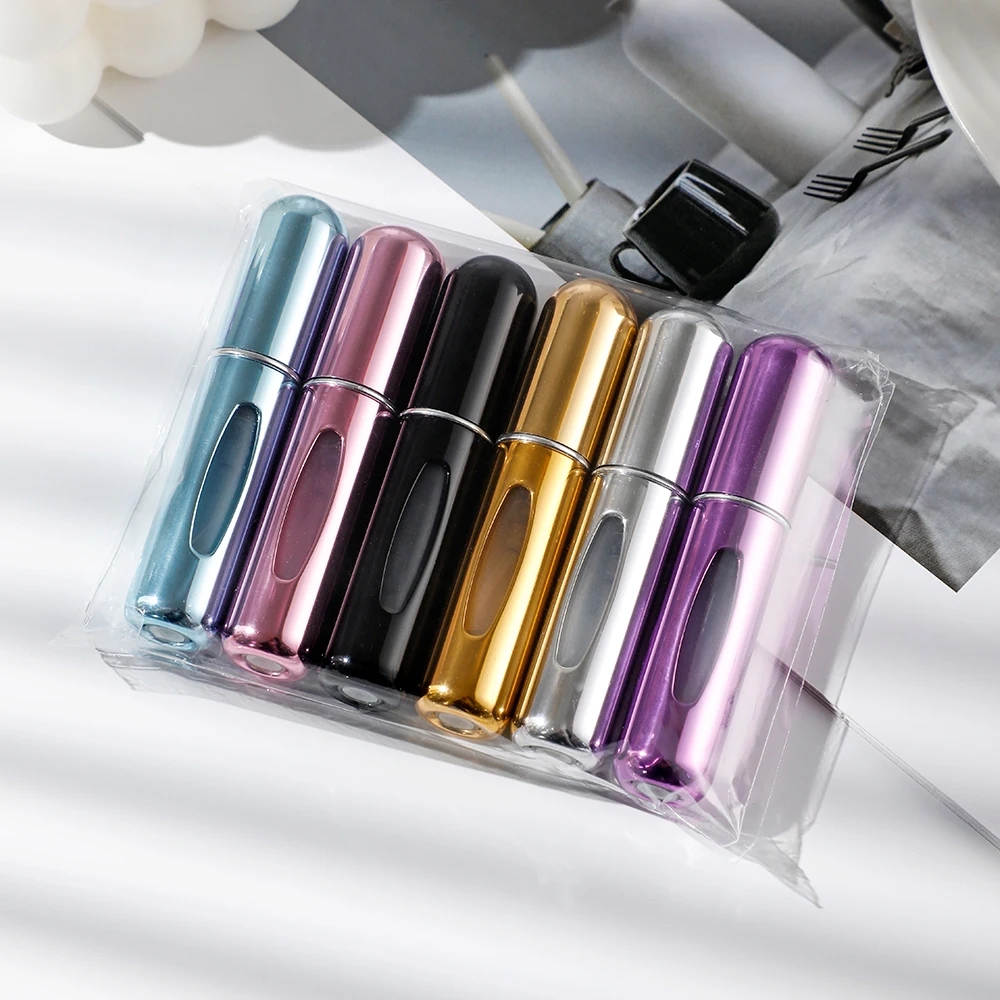 ขวดสเปรย์แบบพกพา 6 ขวดขนาดเดินทาง 5 มล. ชุดขวดน้ําหอมเติมด้านล่าง Self-priming