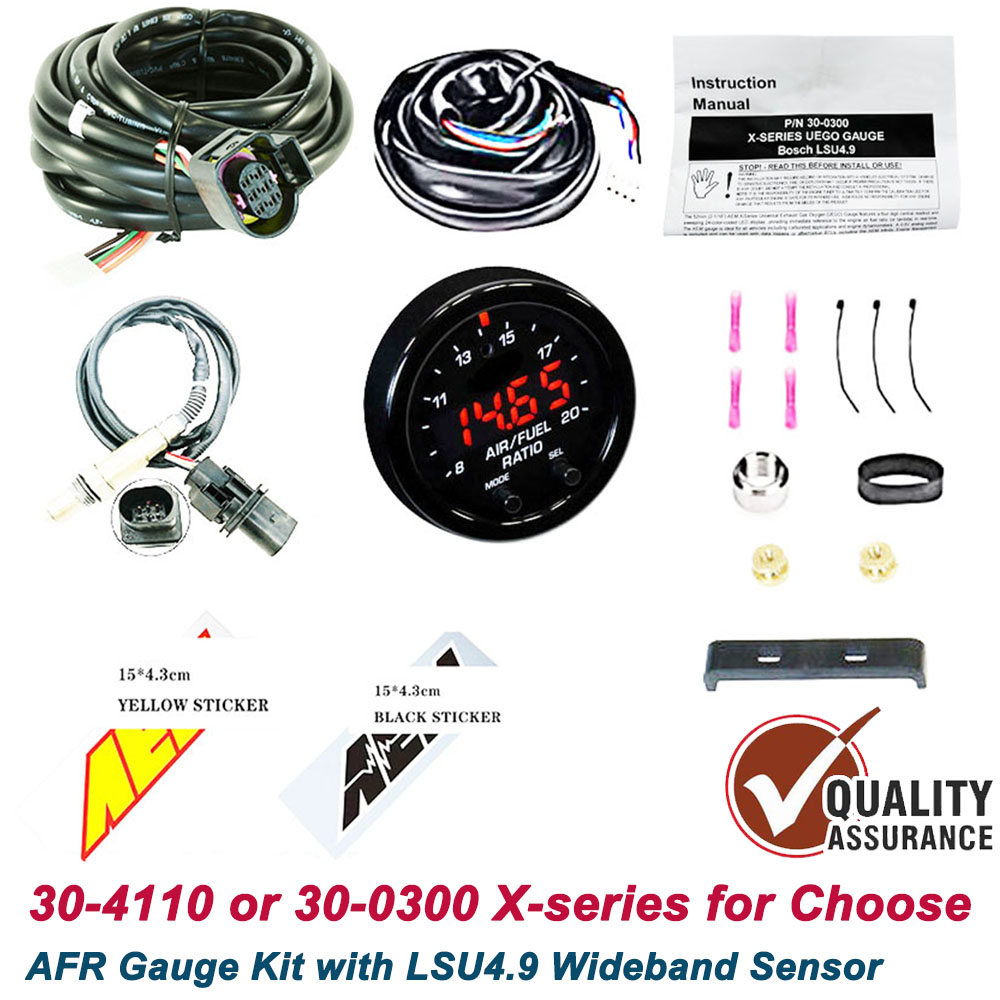 para calibre de banda ancha AEM 30-4110 30-0300 Serie X AFR UEGO Kit de medidor de relación aire-combustible, con LSU4.9 0258017025   17025 Sensor+calcomanía AEM