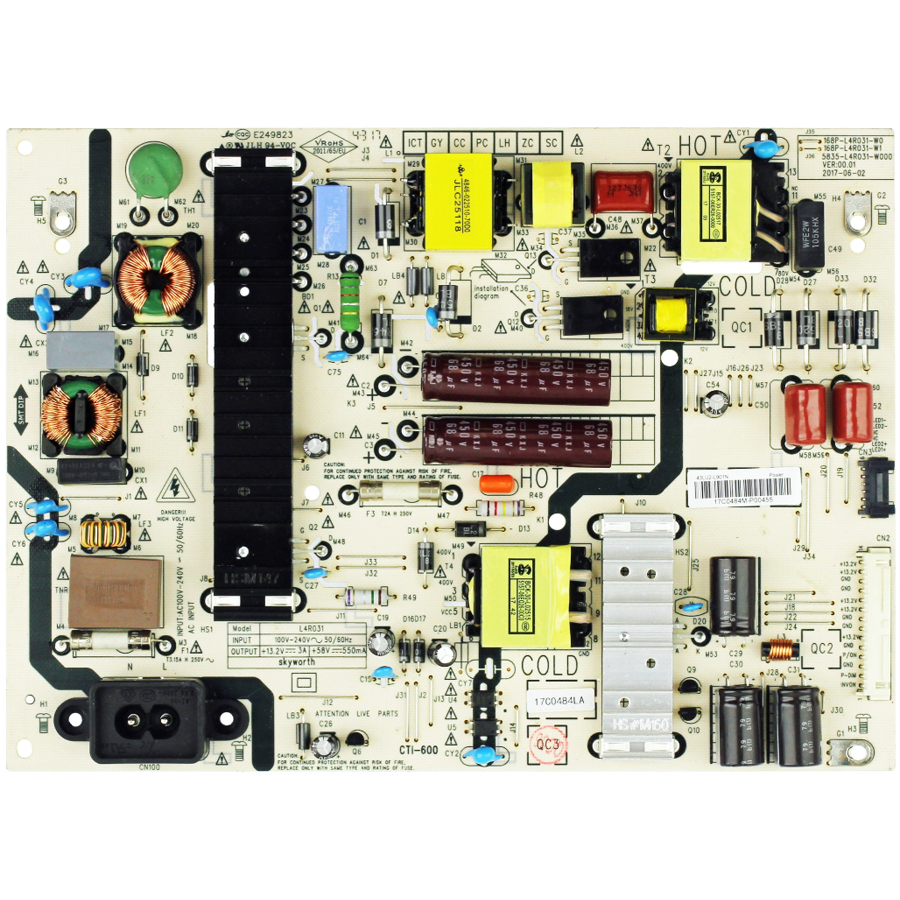 Genuine COV34446001 43LU2-L901N L4R031 168P-L4R031-W0 43LU2-L901B Power Supply/LED Driver Board is for 43UJ6200-UA 43UJ620V TV
