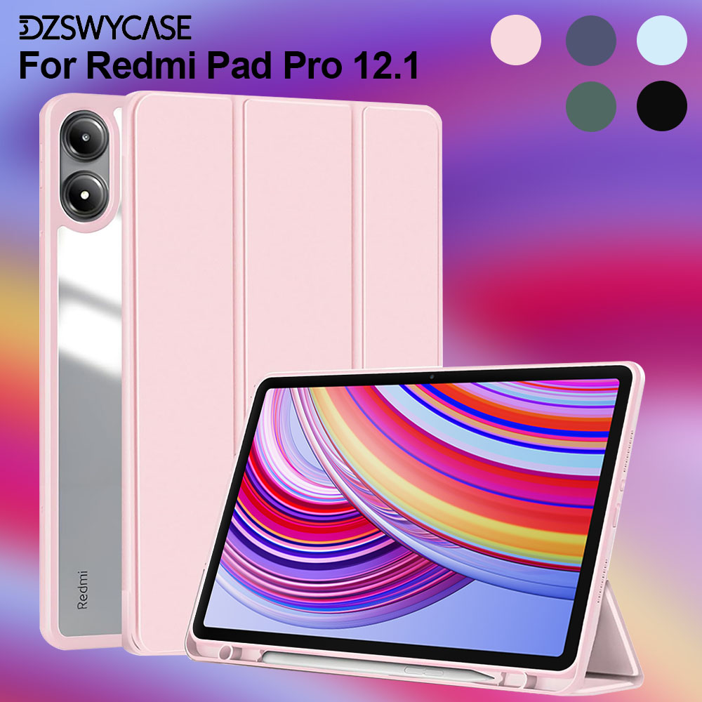 Funda para Xiaomi Redmi Pad Pro 12,1 pulgadas 2024/Xiaomi Poco Pad, funda con portalápices para funda con apagado/encendido automático