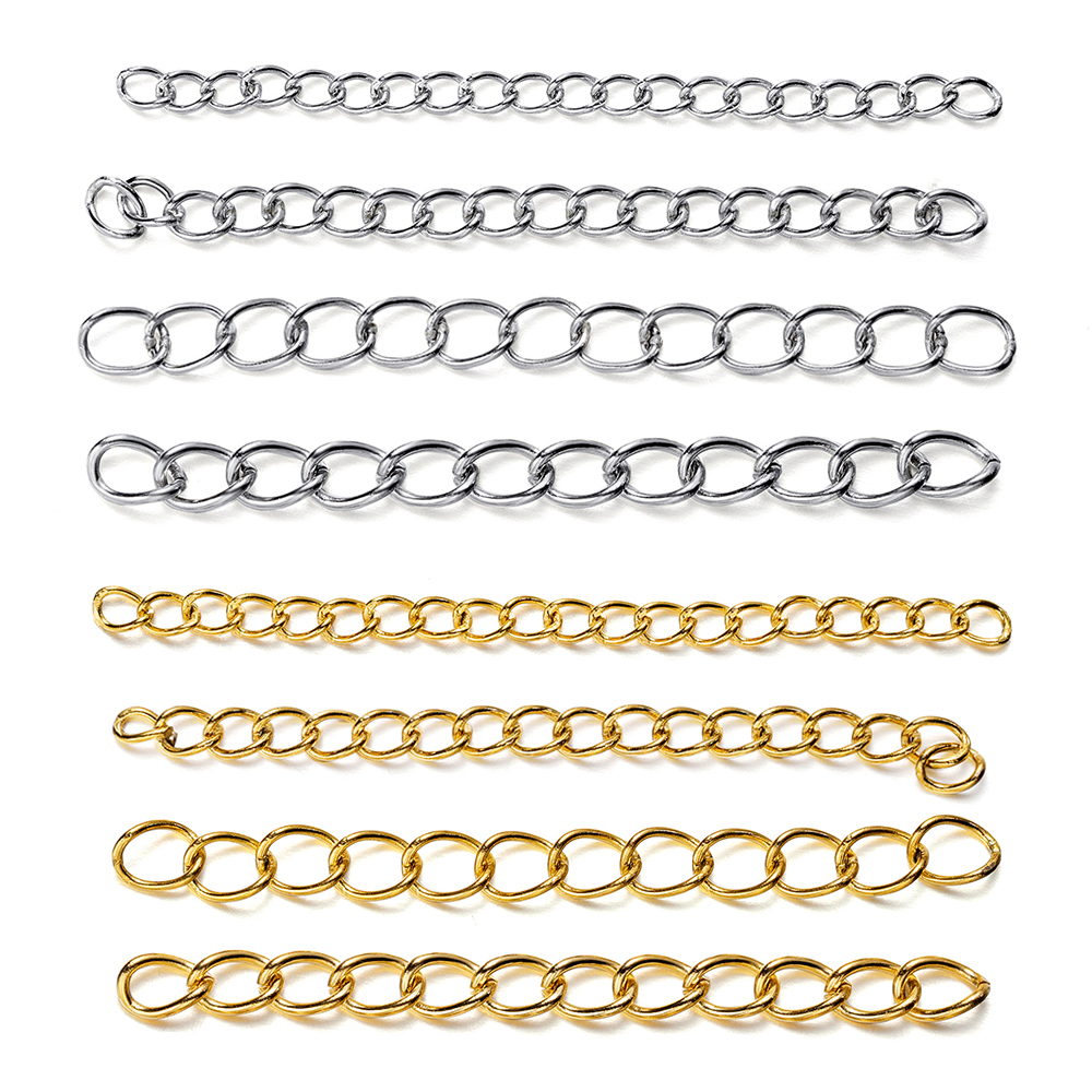 Chaînes d'extension en acier inoxydable, 50 pièces/lot, 5cm, pour collier, Bracelet, chaîne pour bricolage, résultats de bijoux, fabrication de fournitures faites à la main