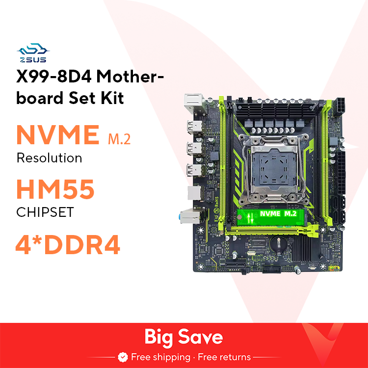 Zsus X99-8D4 conjunto de placa-mãe com LGA2011-3 xeon e5 2650 v4 cpu ddr4 16gb (1*16gb) 2133mhz memória ram nvme m.2 sata