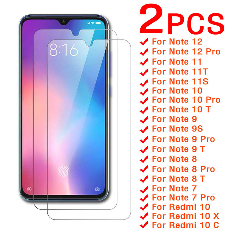 2 uds vidrio templado para Xiaomi Redmi 10 10X 9 5G Protector de pantalla para Redmi Note 7 8 9 10 Pro Max S 11 12 Note 11T 9S película de vidrio