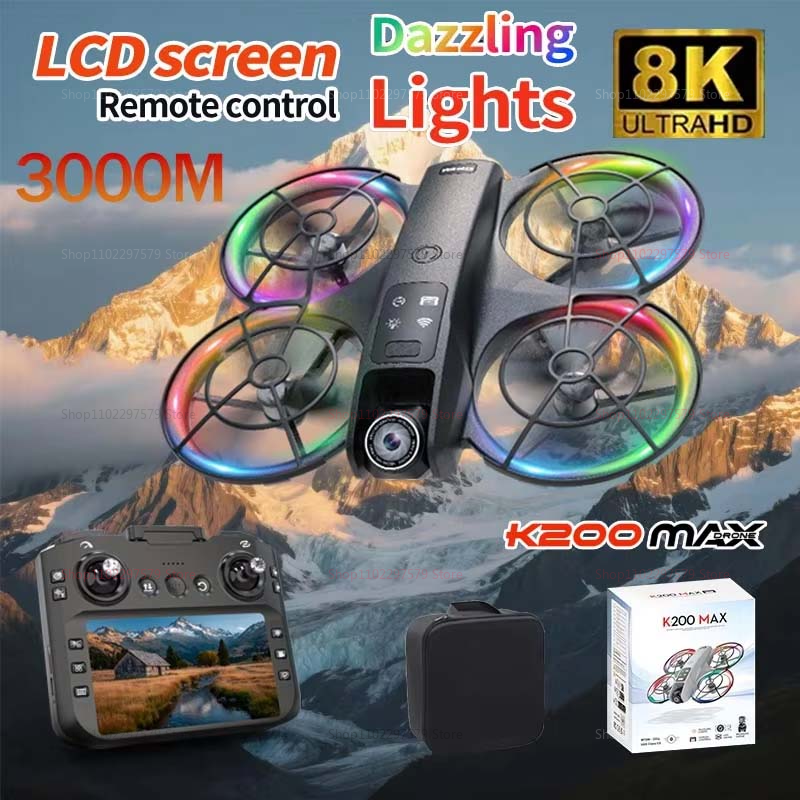 Novo drone k200 max grande tela ultra hd remoto 8k veículo aéreo gps motor sem escova longo tempo de vôo 5g câmera dupla quadcopter