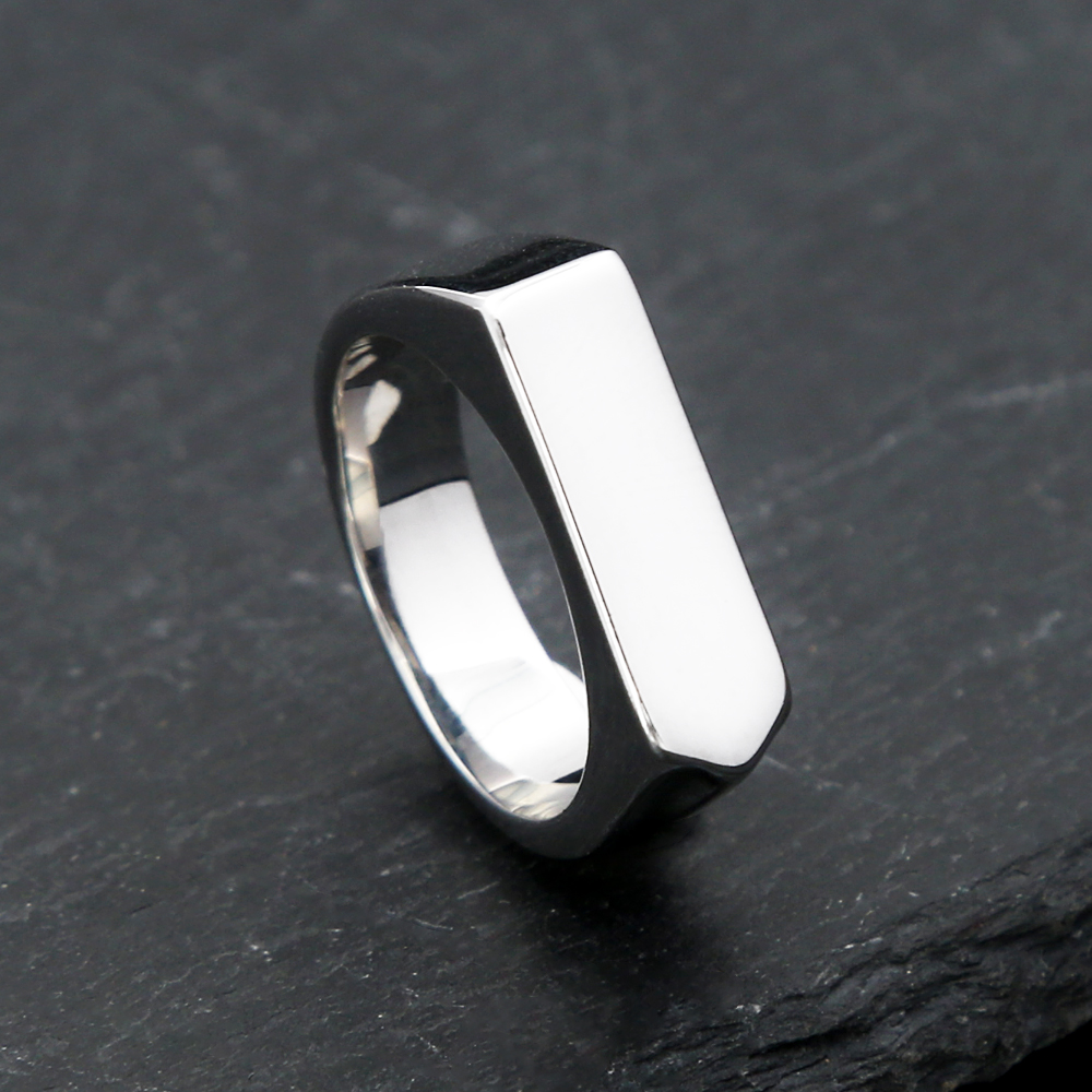 Anillos simples de acero inoxidable 316L a la moda para hombres y mujeres, banda cuadrada Punk Hip Hop, anillo plano con sello superior, regalos de joyería para fiesta