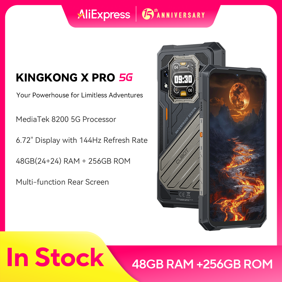 [Estreno mundial] CUBOT KINGKONG X PRO, robusto telefono Smartphone 5G, Dimensity 8200, 4nm, 3,1GHz, Pantalla de 6,72" a 144Hz, Batería de 10200mAh, 24GB RAM (12+12GB ampliados), 256GB ROM, Cámara de 100MP,5G movil NFC