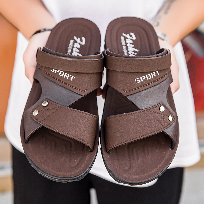 Sommer Herren Sandalen Mode Strandschuhe für Männer Klassische Lederpantoffeln Herren Outdoor Casual Ledersandalen Herren