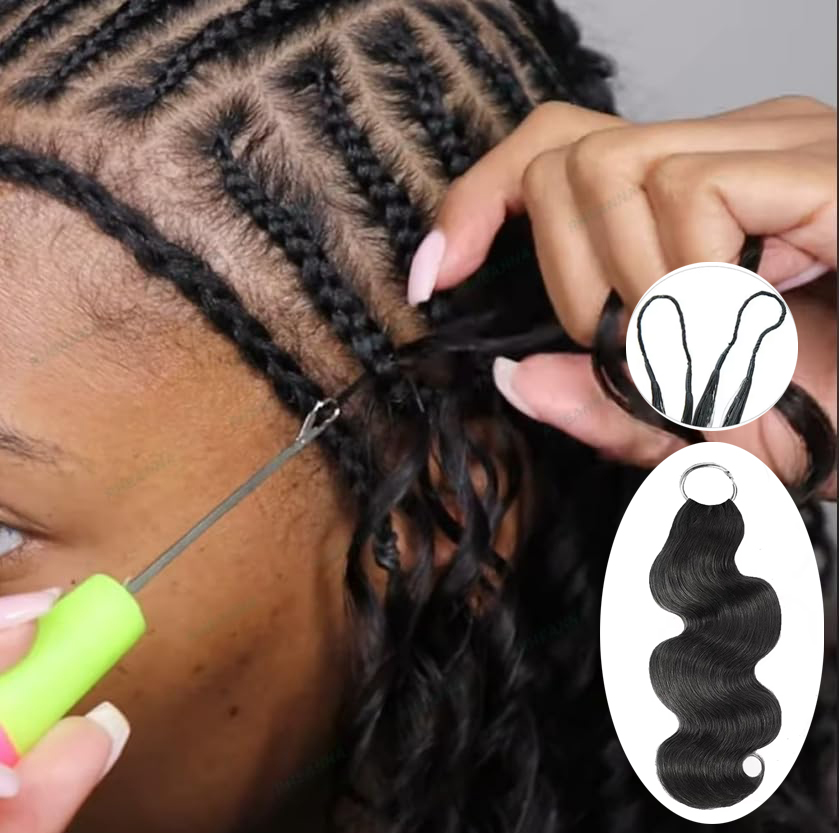 Smilegirl Body Wave Miracle Knots Gehaakt menselijk haar voor vlechten Boho-vlechten 100% rauw menselijk haar Extensions Gevederd menselijk gehaakt haar
